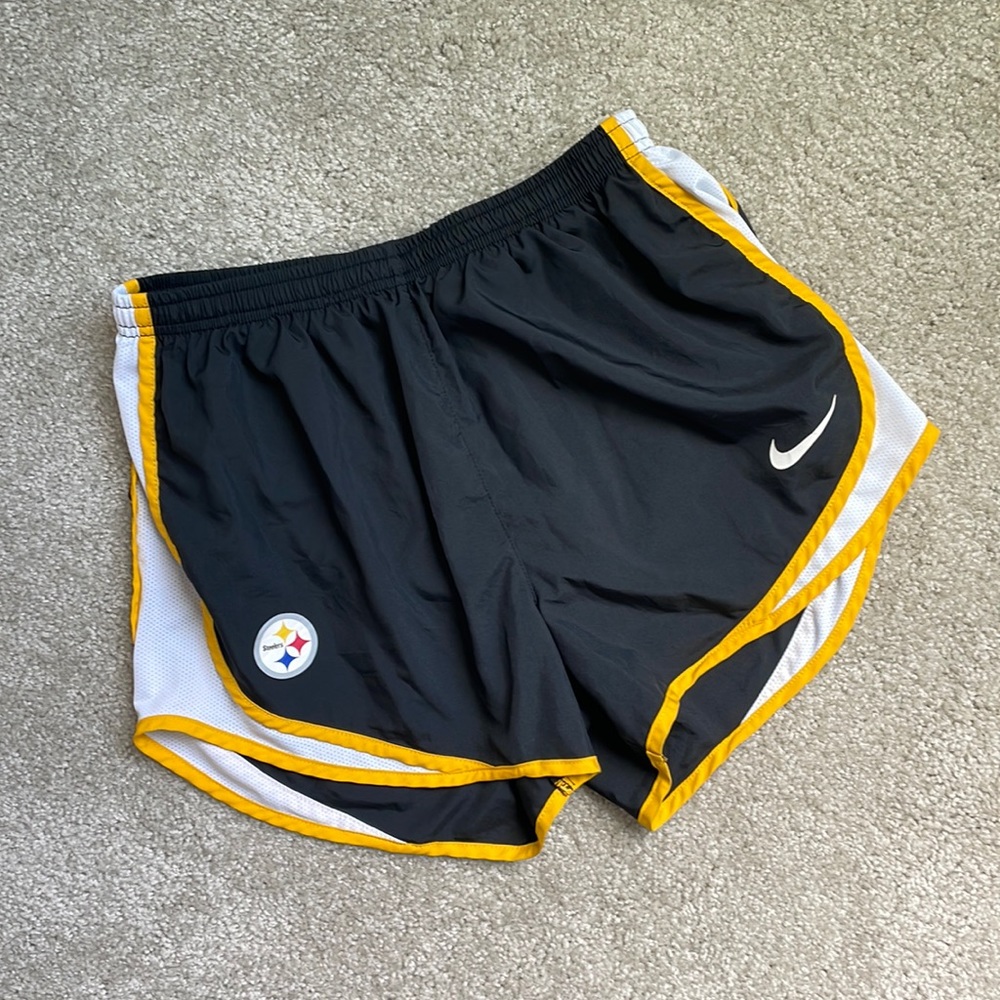 Nike Black & Yellow Athletic Shorts with Pittsburgh Steelers Patch
